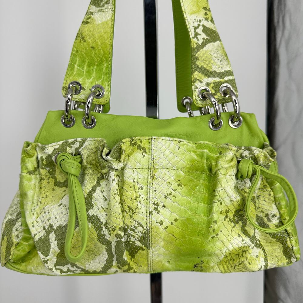 Gilda Tonelli Womens Shoulder Leather Bag Green Snake Y2K Wacky Artsy Unique - Picture 2 of 12